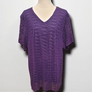 TEDDI WOMAN 1X Elegant Purple V-Neck Women's Sweater